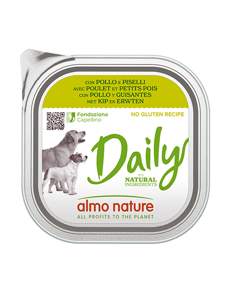 Almo Daily Menu Pollo e Piselli gr 300. Alimento Per Cani