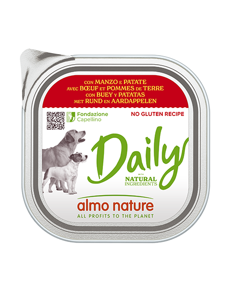 Almo Cane Daily Manzo E Patate Gr 300. Alimento Per Cani