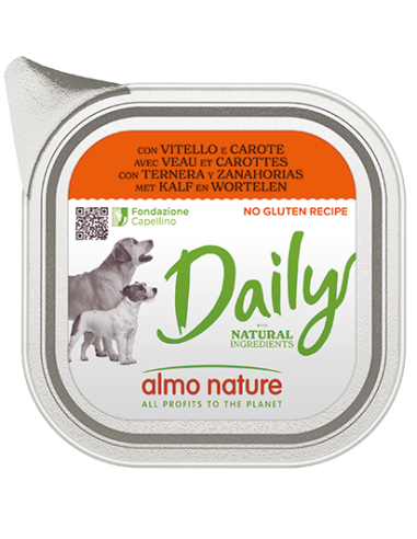 Almo Daily Menu Dogs Vitello e Carote gr 100. Cibo Umido Per cani