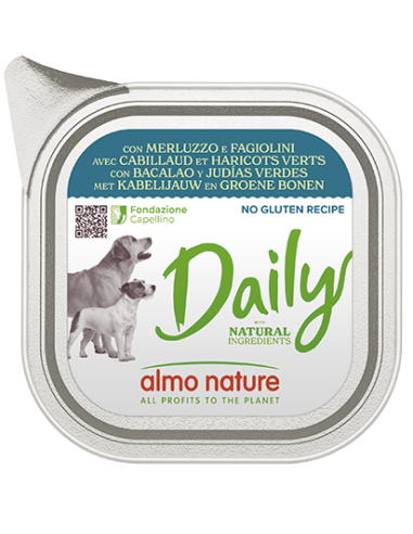 Almo Daily Menu Dogs Merluzzo e Fagiolini gr 300. Cibo Umido per cani