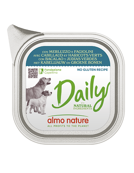 Almo Daily Menu Dogs Merluzzo e Fagiolini gr 300. Cibo Umido per cani