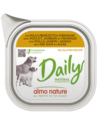 Almo Daily Menu Dogs Pollo Prosciutto e Formaggio gr 300. Cibo Umido per cani