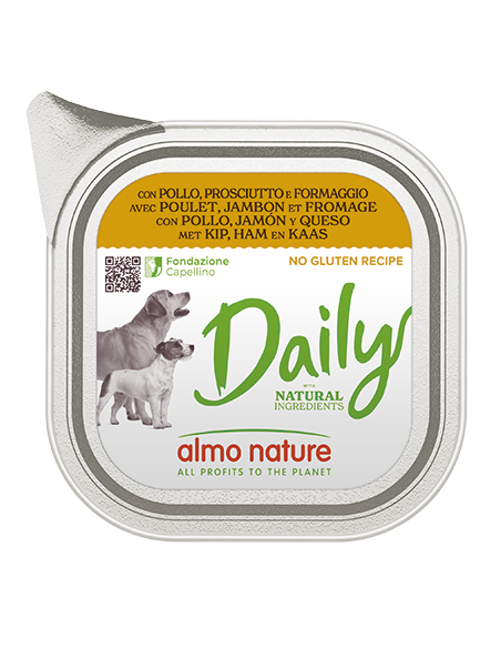 Almo Daily Menu Dogs Pollo Prosciutto e Formaggio gr 300. Cibo Umido per cani