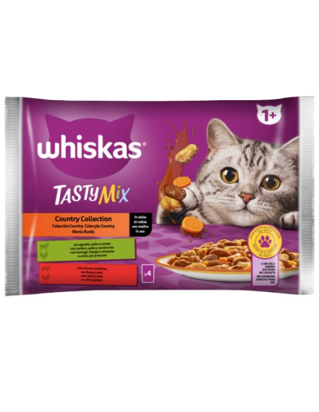 Whiskas 4x85 gr . Buste Tasty Mix Country Collection. Cibo Umido per gatti.