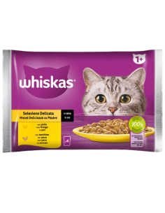 Whiskas 1 + Selezione Delicata 4 x85 gr. Cibo Umido per gatti