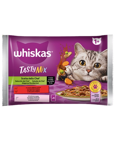 Whiskas Tasty mix 4 x85gr . Scelta dello chef . Cibo Umido per gatti