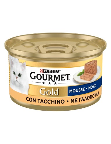 Purina Gourmet Gold Umido Gatto Mousse con Tacchino gr 85. Alimento Per Gatti