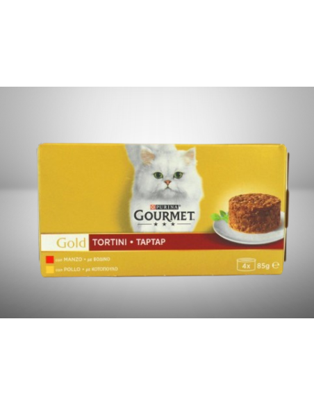 Gourmet Gold Tortini Manzo e Pollo 4 x 85 gr . Cibo Umido Per Gatti