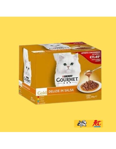 Gourmet Gold Delizie In Salsa Multipack 24 lattine gr 85. Mangime Per Gatti