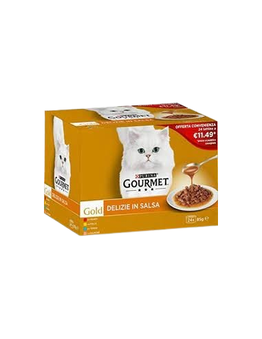 Gourmet Gold Delizie In Salsa Multipack 24 lattine gr 85. Mangime Per Gatti