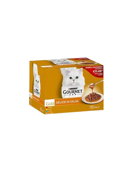 Gourmet Gold Delizie In Salsa Multipack 24 lattine gr 85. Mangime Per Gatti