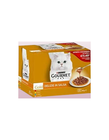 Gourmet Gold Delizie In Salsa Multipack 24 lattine gr 85. Mangime Per Gatti