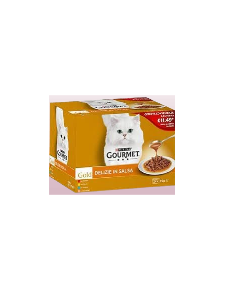 Gourmet Gold Delizie In Salsa Multipack 24 lattine gr 85. Mangime Per Gatti