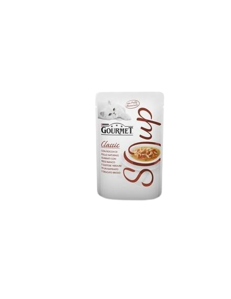 Gourmet Soup Fiocchi Di Pollo Con Pesce gr 40. Cibo Umido Per Gatti
