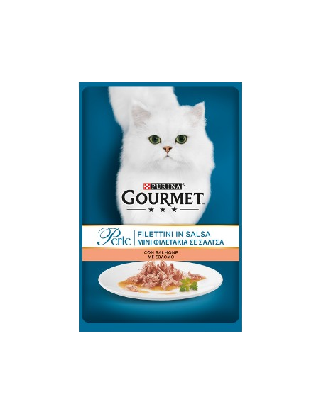 Gourmet Perle Filetti con Salmone gr 85. Cibo Umido per gatti