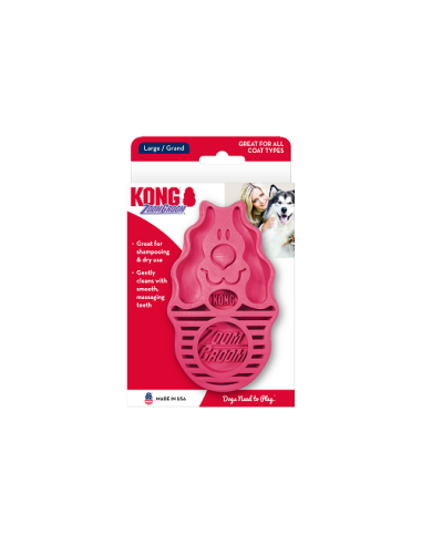Kong Spazzola Zoom groom Raspberry Large . Toelettatura per cani