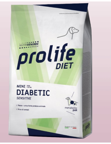 Prolife Dog Veterinary .Diabetic Sensitive Mini gr.500.Diete . Cibo Secco Per Cani
