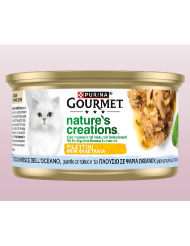 Gourmet Nature's Creation Pesce dell'oceano Spinaci  e Riso gr 85. Cibo Umido Per Gatti