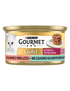Purina Gourmet Gold Intrecci Di Gusto Salmone e Merluzzo gr 85. Alimento Per Gatti