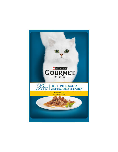 Gourmet Perle Filetti con Pollo gr 85. Cibo Umido per gatti