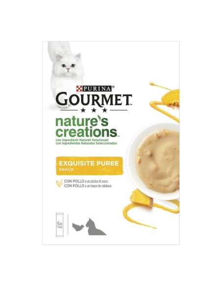 Gourmet Nature's Creations exquisite puree Pollo e Zucca 5x 10 gr. Cibo Umido Per Gatti.