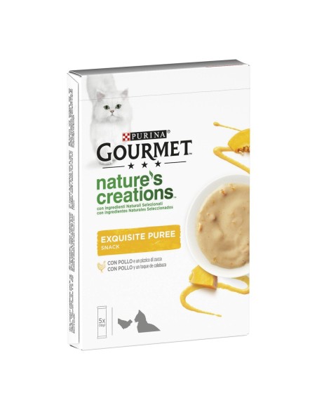 Gourmet Nature's Creations exquisite puree Pollo e Zucca 5x 10 gr. Cibo Umido Per Gatti.