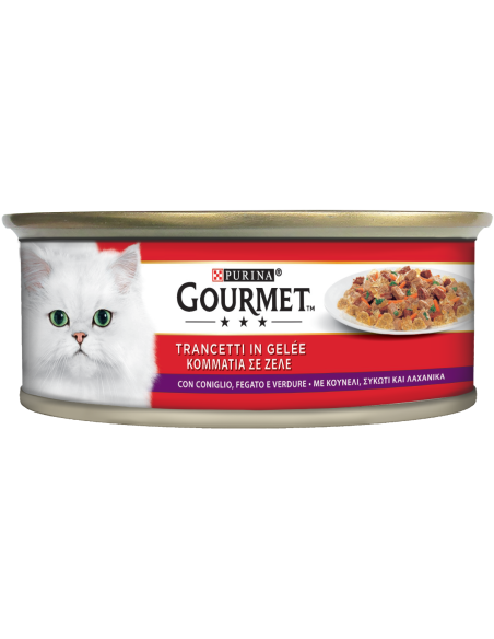 Gourmet Trancetti Geleè Coniglio Fegato e Verdure gr 195. Cibo Umido Per Gatti