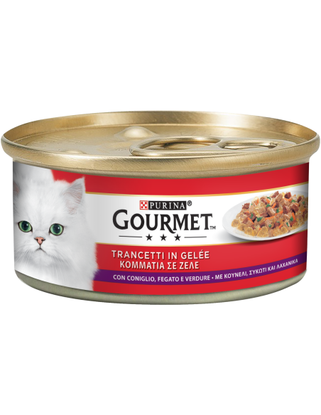 Gourmet Trancetti Geleè Coniglio Fegato e Verdure gr 195. Cibo Umido Per Gatti