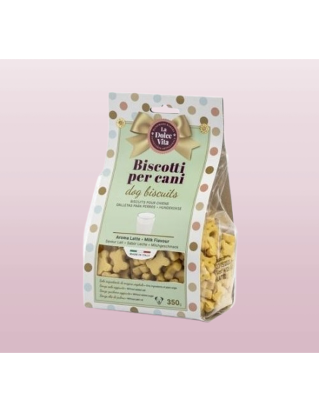 Biscotti La dolce Vita Gusto Latte gr 350. Snack per cani .