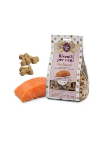 Biscotti La Dolce Vita Gusto Salmone gr 300. Snack per cani.