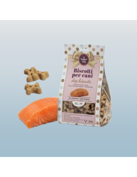 Biscotti La Dolce Vita Gusto Salmone gr 300. Snack per cani.