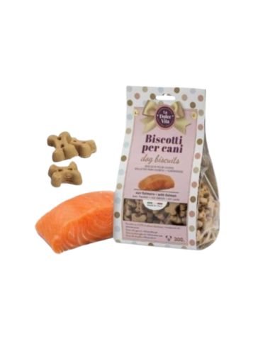 Biscotti La Dolce Vita Gusto Salmone gr 300. Snack per cani.
