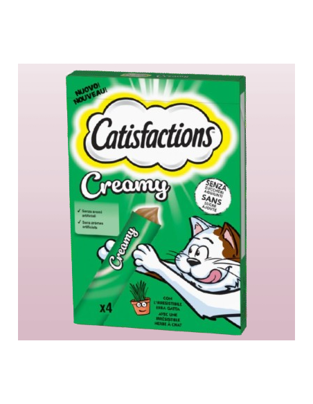 Catisfaction Creamy Erba Gatta 4x10 gr. Snack per gatti