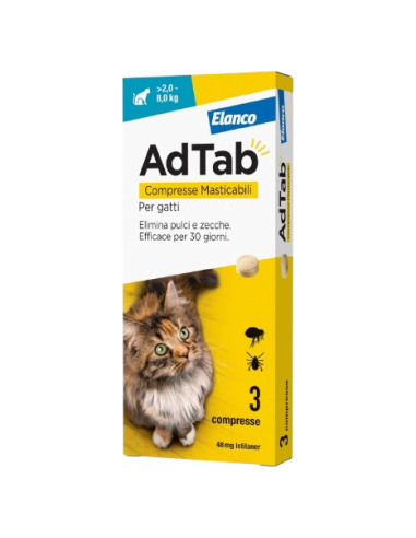 Adtab Compresse Masticabili Per Gatti 2-8 kg - Antiparassitario Per Gatti
