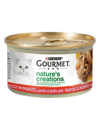 Gourmet Nature's Creation Manzo con piselli e carote 85 gr. Alimento completo per gatti adulti.