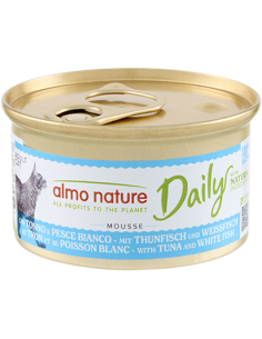 Almo Daily Menu Mousse con Tonno e Merluzzo (pesce bianco ) gr85. Cibo Umido Per Gatti .