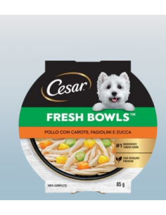 CESAR Fresh Bowls Pollo con Carote Fagiolini e Zucca gr.85. Cibo Umido per cani 2