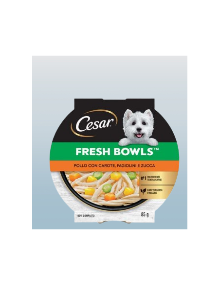 CESAR Fresh Bowls Pollo con Carote Fagiolini e Zucca gr.85. Cibo Umido per cani