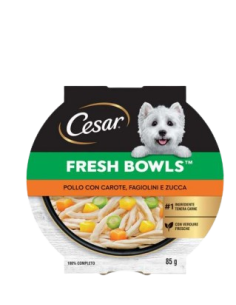 CESAR Fresh Bowls Pollo con Carote Fagiolini e Zucca gr.85. Cibo Umido per cani