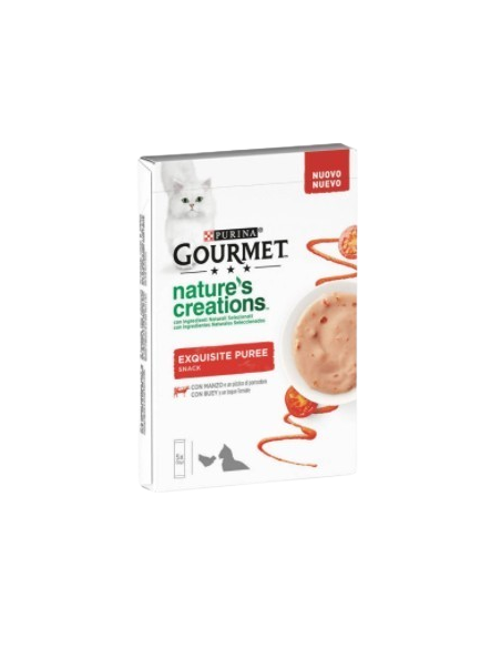 Gourmet Nature's Creationsexquisite puree Manzo e Pomodoro  5X10 GR. Cibo Umido per gatti