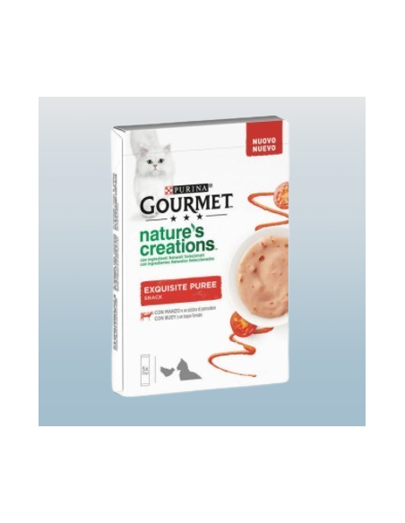 Gourmet Nature's Creationsexquisite puree Manzo e Pomodoro  5X10 GR. Cibo Umido per gatti