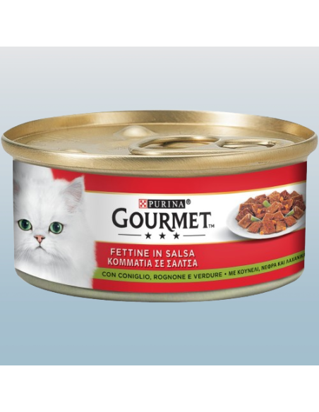 Gourmet Coniglio Rognone e Verdure gr 195. Cibo umido per gatti