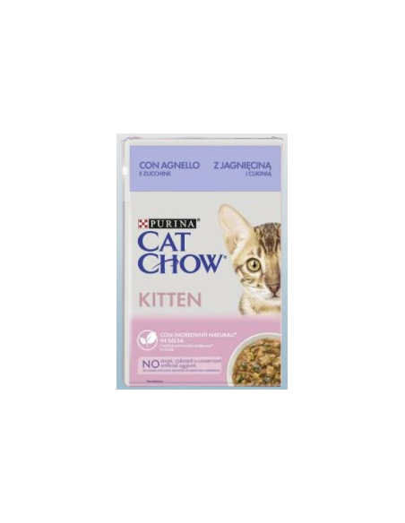 Purina Cat Chow Busta Kitten Agnello e Zucchine in salsa gr 85. Cibo Umido Per gattini.