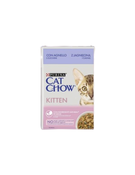Purina Cat Chow Busta Kitten Agnello e Zucchine in salsa gr 85. Cibo Umido Per gattini.