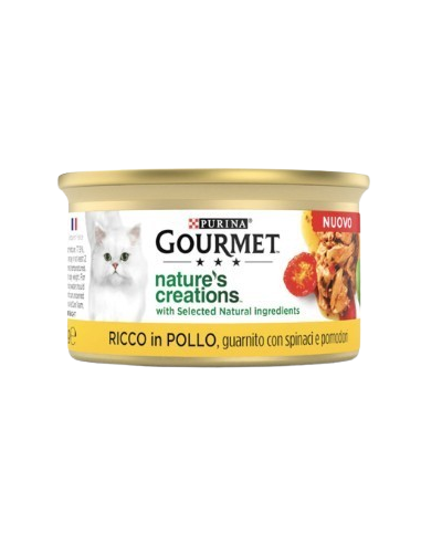 Gourmet Nature's Creations Pollo  Spinaci e Pomodori gr 85. Cibo Umido Per gatti