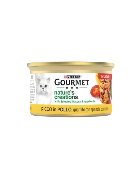 Gourmet Nature's Creations Pollo  Spinaci e Pomodori gr 85. Cibo Umido Per gatti
