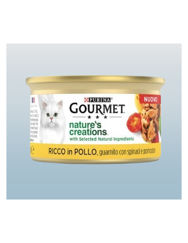 Gourmet Nature's Creations Pollo  Spinaci e Pomodori gr 85. Cibo Umido Per gatti