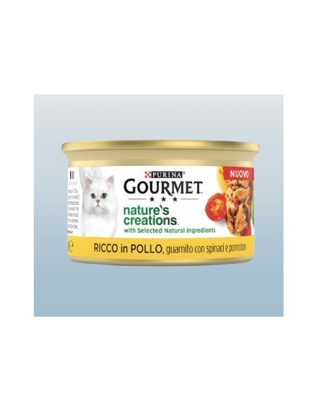 Gourmet Nature's Creations Pollo  Spinaci e Pomodori gr 85. Cibo Umido Per gatti