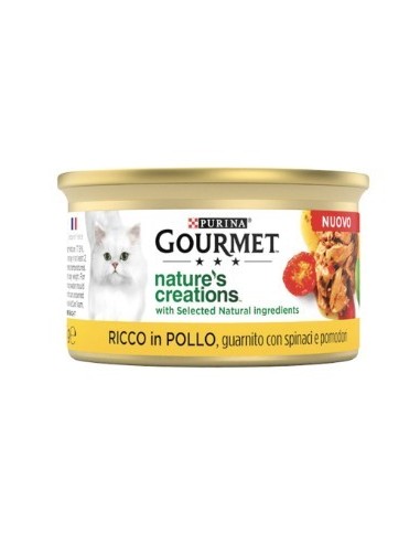 Gourmet Nature's Creations Pollo  Spinaci e Pomodori gr 85. Cibo Umido Per gatti