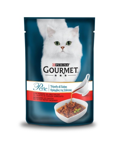 Gourmet Perle Trionfo Di Salsa Con Manzo gr 85. Mangime Umido Per Gatti.